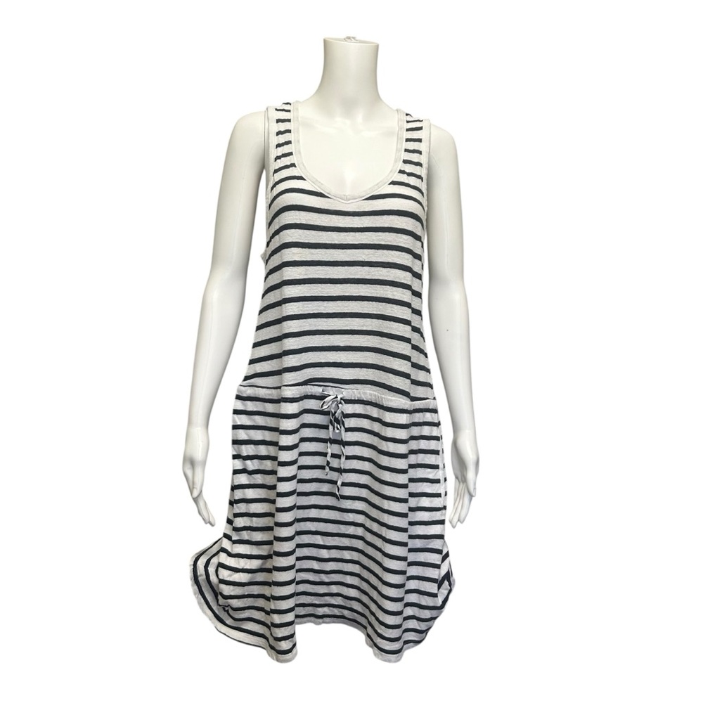 Gap Blue & White Striped Linen Blend Tank Dress with Pockets Size L